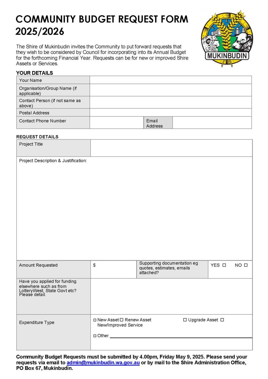 Community Budget Request Form