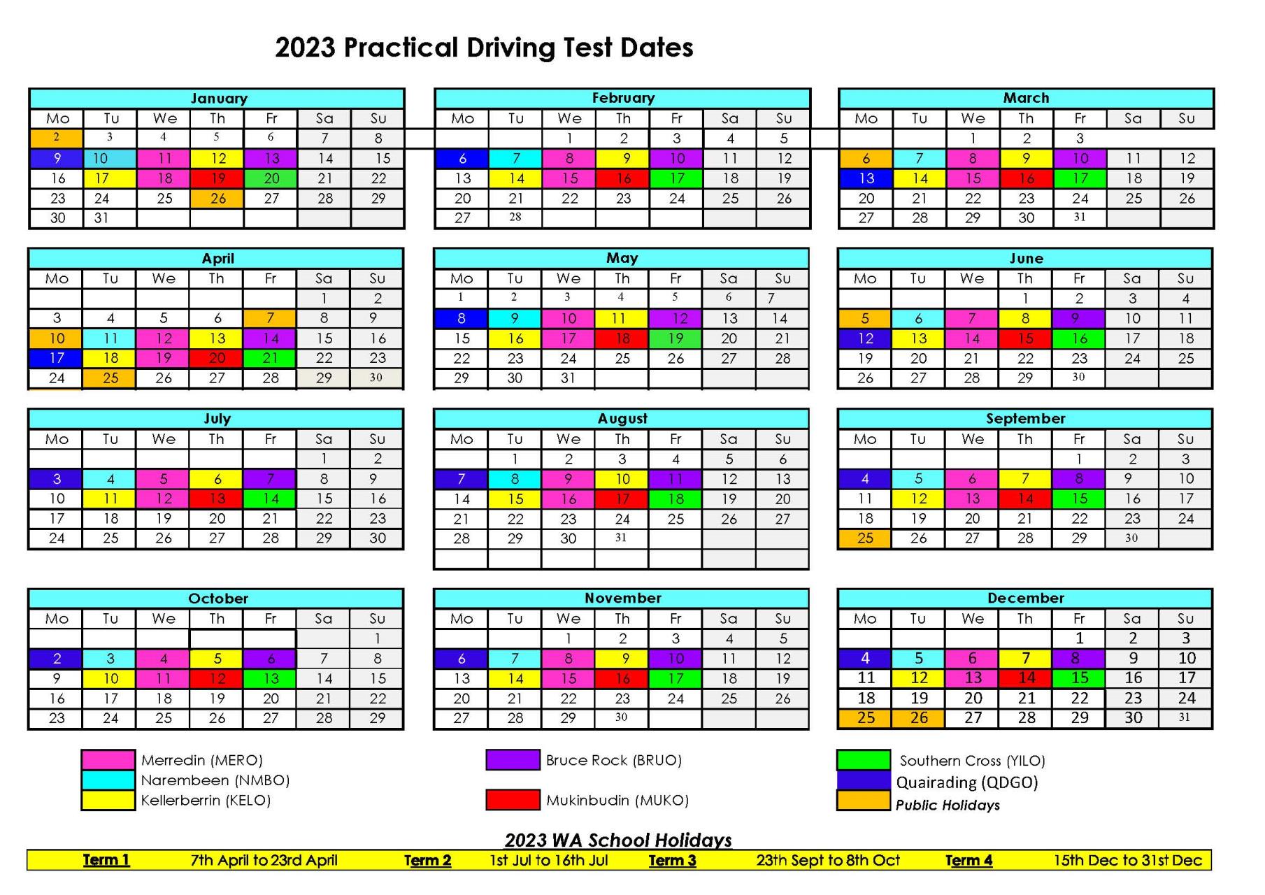 2023 Practical Driving Assessment Dates
